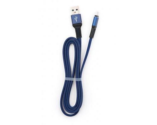 Дата кабель USB 2.0 AM to Micro 5P 1m flat nylon blue Vinga (VCPDCMFNB1B)