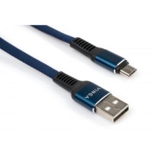 Дата кабель USB 2.0 AM to Micro 5P 1m flat nylon blue Vinga (VCPDCMFNB1B)