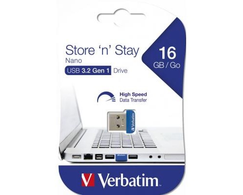USB флеш накопичувач Verbatim 16GB Store 'n' Stay NANO Blue USB 3.0 (98709)