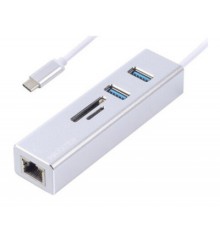 Концентратор Maxxter USB to Gigabit Ethernet, 2 Ports USB 3.0 + microSD/TF card r (NECH-2P-SD-01)