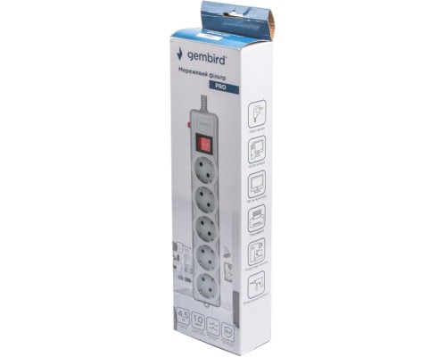 Мережевий фільтр живлення Gembird SPG5-G-15G-PRO