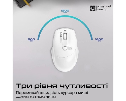 Мишка Promate UniGlide Wireless White (uniglide.white)