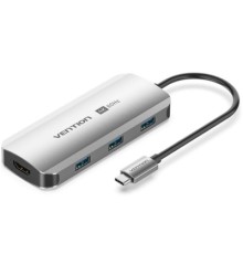 Концентратор Vention USB 3.1 Type-C to HDMI 4K60Hz/USB 3.0x3/PD 100W 5-in-1 (TQDHB)