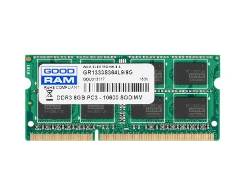 Модуль пам'яті для ноутбука SoDIMM DDR3 8GB 1333 MHz Goodram (GR1333S364L9/8G)