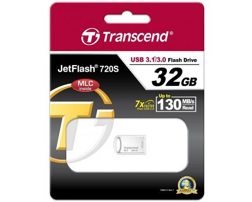USB флеш накопичувач Transcend 32GB JetFlash 720 Silver Plating USB 3.1 (TS32GJF720S)