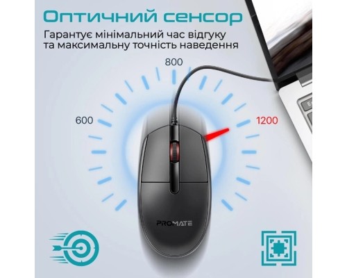 Мишка Promate CM-1200 USB Black (cm-1200.black)