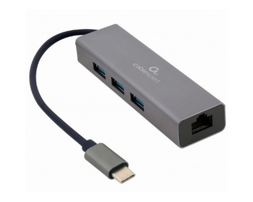 Концентратор Cablexpert Type-С to Gigabit Ethernet, 3 Ports USB 3.1 Gen1 (5 Gbps) (A-CMU3-LAN-01)