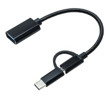 Перехідник OTG AC-150 2in1 USB 3.0 - MicroUSB USB Type-C Black XoKo (AC-150-BK)