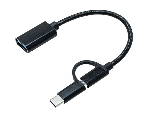 Перехідник OTG AC-150 2in1 USB 3.0 - MicroUSB USB Type-C Black XoKo (AC-150-BK)