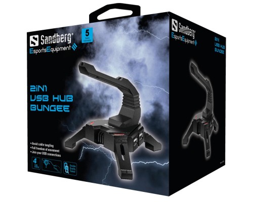 Концентратор Sandberg 2in1 USB Hub Bungee 4 port USB 2.0 AF (133-92)