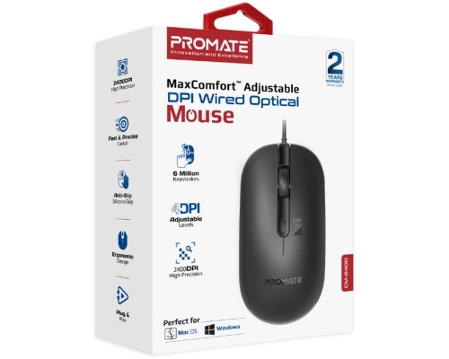Мишка Promate CM-2400 USB Black (cm-2400.black)
