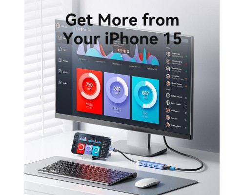 Концентратор Vention USB 3.1 Type-C to HDMI/USB 3.0x3/PD 100W Blue Aluminum Alloy Hub 5-in-1 (TGESB)