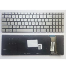 Клавіатура ноутбука ASUS N551/N552/N751/R555/G551/GL551/G552V/GL752VW серебр/подсв (A46141)