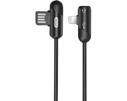 Дата кабель NB38 USB - Lightning + Lightning Audio 1.0m 2.4А Black XoKo (XO-NB38)