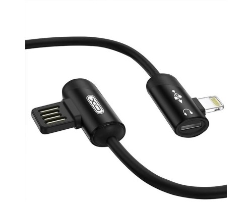 Дата кабель NB38 USB - Lightning + Lightning Audio 1.0m 2.4А Black XoKo (XO-NB38)