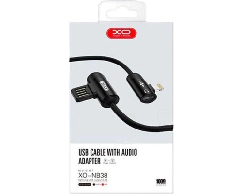 Дата кабель NB38 USB - Lightning + Lightning Audio 1.0m 2.4А Black XoKo (XO-NB38)