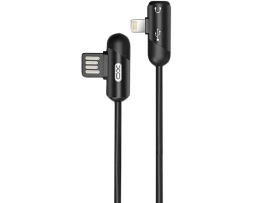 Дата кабель NB38 USB - Lightning + Lightning Audio 1.0m 2.4А Black XoKo (XO-NB38)