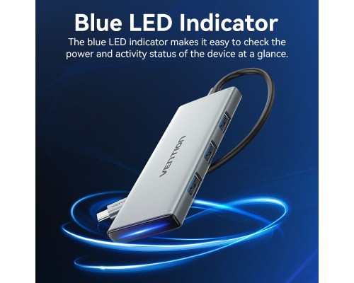 Концентратор Vention USB 3.1 Type-C to HDMI/USB 3.0x3/SD/TF/PD 100W 7-in-1 (TOPHB)