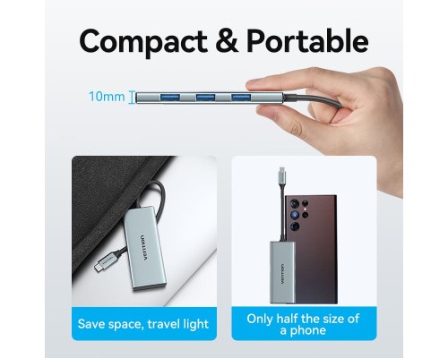 Концентратор Vention USB 3.1 Type-C to HDMI/USB 3.0x3/SD/TF/PD 100W 7-in-1 (TOPHB)