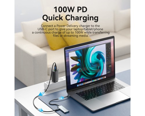 Концентратор Vention USB 3.1 Type-C to HDMI/USB 3.0x3/SD/TF/PD 100W 7-in-1 (TOPHB)