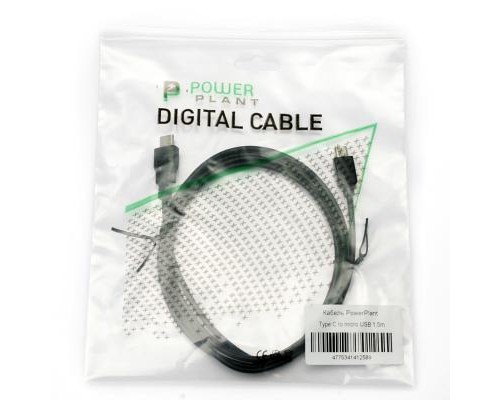 Дата кабель USB 3.0 Type C – micro USB 1.5м PowerPlant (KD00AS1258)