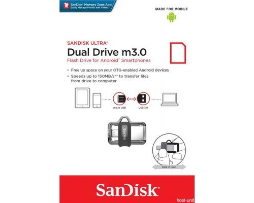 USB флеш накопичувач SanDisk 64GB Ultra Dual Black USB 3.0 OTG (SDDD3-064G-G46)