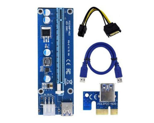 Райзер PCI-E x1 to 16x 60cm USB 3.0 Cable SATA to 6Pin Power v.006C Dynamode (RX-riser-006c 6 pin)