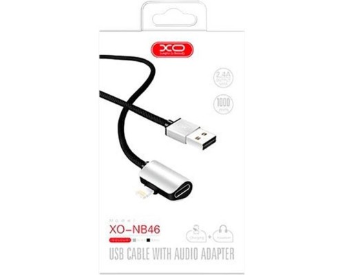 Дата кабель NB46 2in1 USB - Lightning + Lightning Audio 2.4А 1.0m Silver XoKo (XO-NB46)