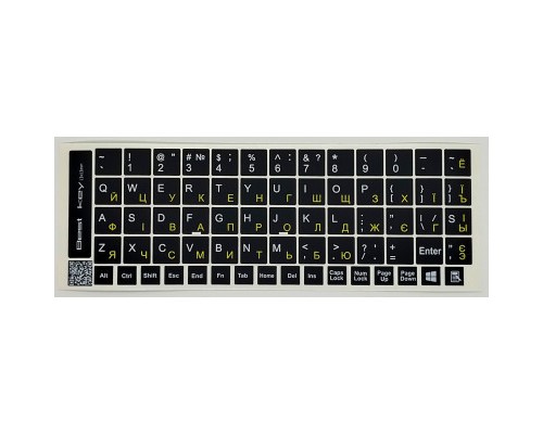 Наклейка на клавіатуру BestKey непрозора чорна, 68, жовтий (BK13YEL/022)