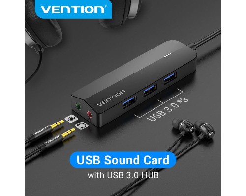 Концентратор Vention USB 3.0 to 3хUSB 3.0/2хTRS Audio/USB Micro 1.0m (CHIBF)
