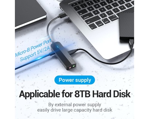 Концентратор Vention USB 3.0 to 3хUSB 3.0/2хTRS Audio/USB Micro 1.0m (CHIBF)