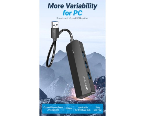 Концентратор Vention USB 3.0 to 3хUSB 3.0/2хTRS Audio/USB Micro 1.0m (CHIBF)