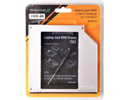 Фрейм-перехідник Grand-X HDD 2.5'' to notebook 9.5 mm ODD SATA/mSATA (HDC-24)