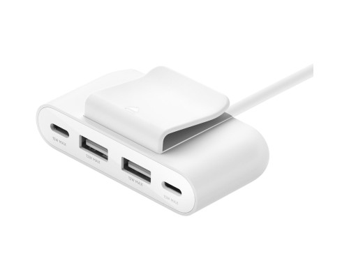 Концентратор Belkin BoostCharge 2хUSB-C/2хUSB-A 2.0m white (no data transfer) (BUZ001BT2MWHB7)