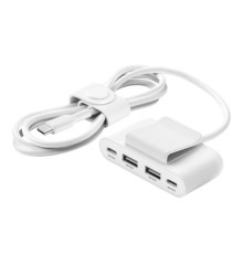 Концентратор Belkin BoostCharge 2хUSB-C/2хUSB-A 2.0m white (no data transfer) (BUZ001BT2MWHB7)