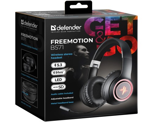 Навушники Defender FreeMotion B571 Bluetooth LED Black (63572)