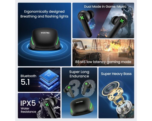 Навушники Tecno G01 Black (4895180780899)