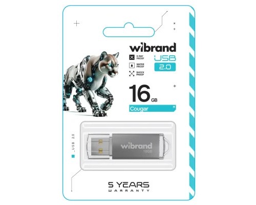 USB флеш накопичувач Wibrand 16GB Cougar Silver USB 2.0 (WI2.0/CU16P1S)