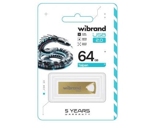 USB флеш накопичувач Wibrand 64GB Taipan Gold USB 2.0 (WI2.0/TA64U2G)