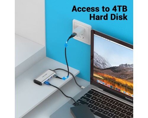 Концентратор Vention USB 3.1 Type-C to 3хUSB 3.0/TF/SD/PD 87W 6-in-1 (TGRHB)