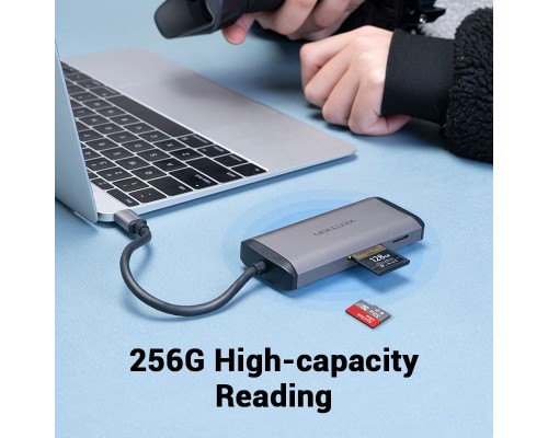 Концентратор Vention USB 3.1 Type-C to 3хUSB 3.0/TF/SD/PD 87W 6-in-1 (TGRHB)