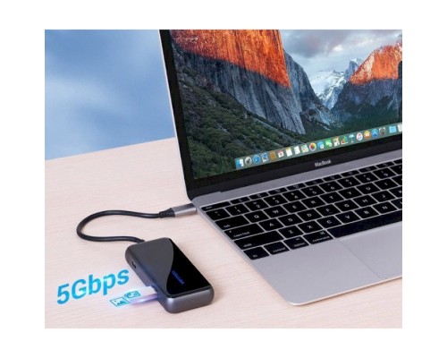 Концентратор Vention USB 3.1 Type-C to 4хUSB 3.0/PD 87W 5-in-1 Gray Mirrored Surface (TFDHB)