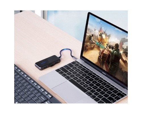 Концентратор Vention USB 3.1 Type-C to 4хUSB 3.0/PD 87W 5-in-1 Gray Mirrored Surface (TFDHB)