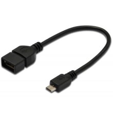 Дата кабель OTG USB 2.0 AF to Micro 5P 0.2m Digitus (AK-300309-002-S)