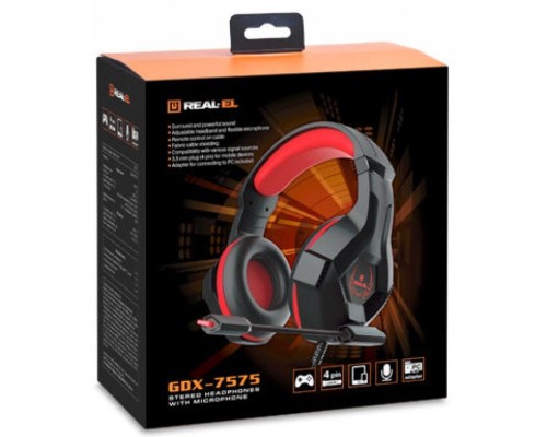 Навушники REAL-EL GDX-7575 Black-Red