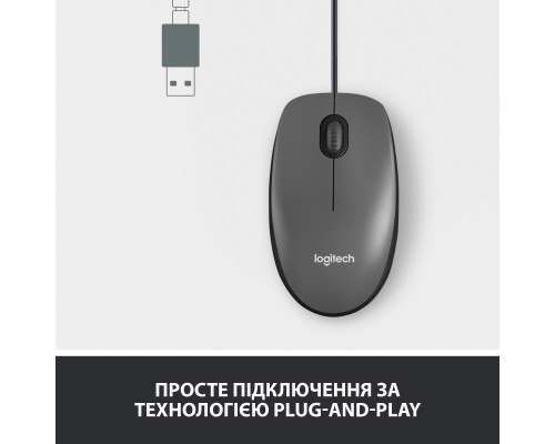 Мишка Logitech M100 USB Black (910-006652)