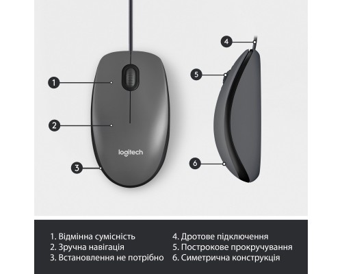 Мишка Logitech M100 USB Black (910-006652)