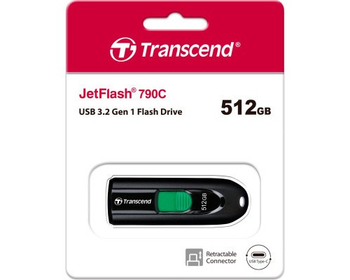 USB флеш накопичувач Transcend 512GB JetFlash 790C USB 3.1 Type-C (TS512GJF790C)