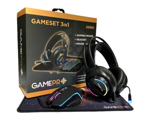 Мишка GamePro GS890 Combo 3 в 1 миша + ігрова поверхня + гарнітура (GS890)