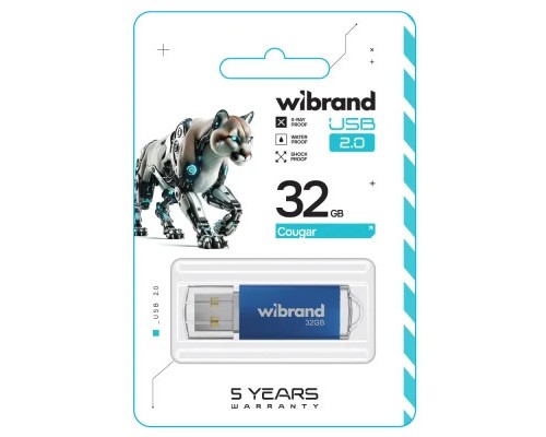 USB флеш накопичувач Wibrand 32GB Cougar Blue USB 2.0 (WI2.0/CU32P1U)